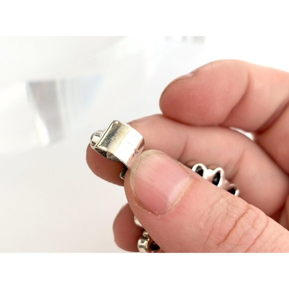 Rainbow Gemstone Art Deco Marquise Shaped Sterling Silver 925 Vintage Pendant - Picture 6 of 10